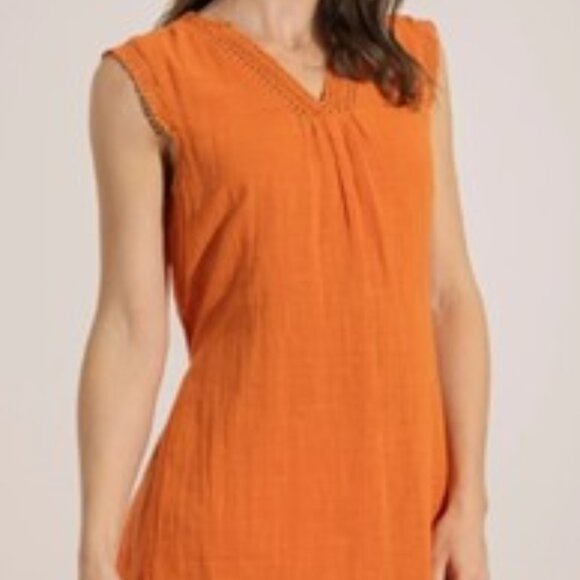 Sleeveless Cotton dress Layered Tunic Top orange size large Marie Claire - Picture 1 of 16